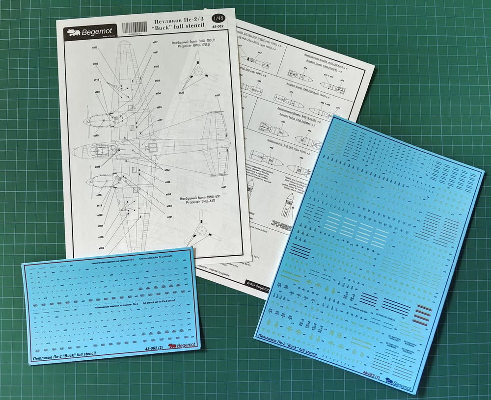 Begemot BT48062 1:48 Petlyakov Pe-2 Full Stencil Decals