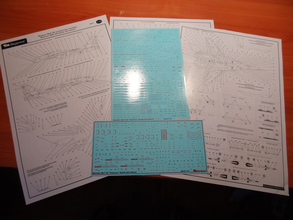 Begemot BT48017 1:48 Mikoyan MiG-29 family full stencil data