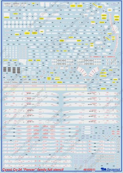 Begemot BT48020 1:48 Sukhoi Su-24 'Fencer' family full stencils