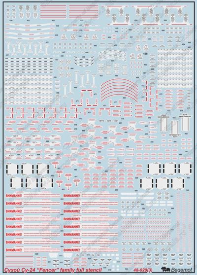 Begemot BT48020 1:48 Sukhoi Su-24 'Fencer' family full stencils