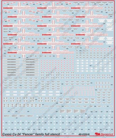 Begemot BT48020 1:48 Sukhoi Su-24 'Fencer' family full stencils
