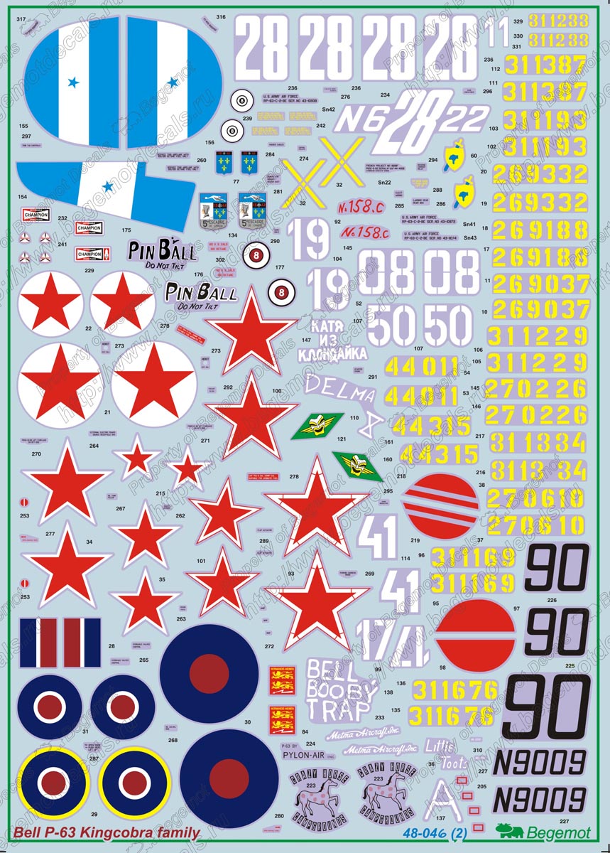 Begemot BT48046 1:48 Bell P-63 Kingcobra Decal Set