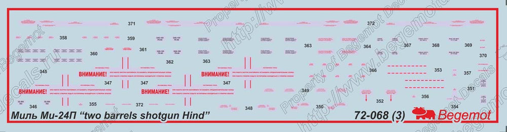 Begemot BT72068 1:72 Mil Mi-24P Helicopter Decal Set