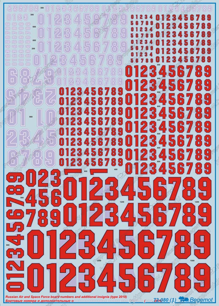 Begemot BT72080 1:72 Russian VKS board numbers and signs