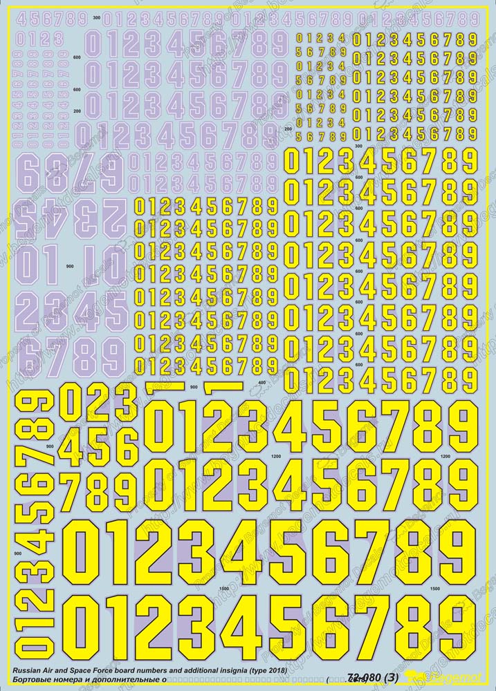 Begemot BT72080 1:72 Russian VKS board numbers and signs