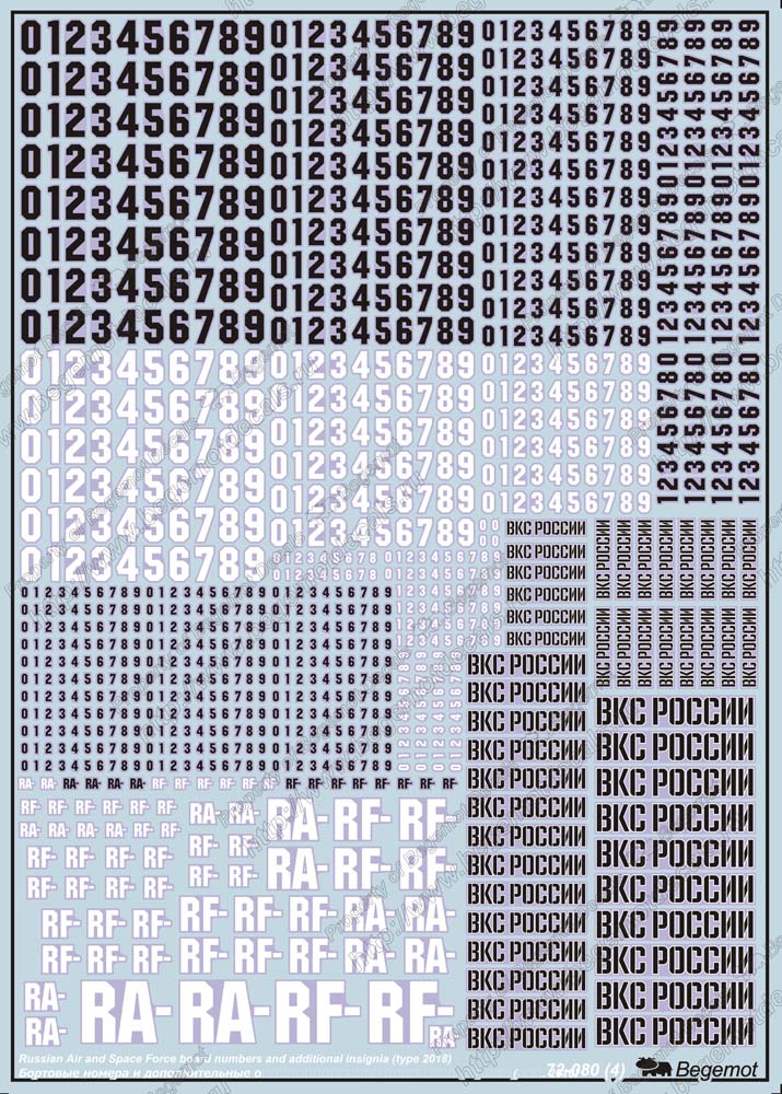 Begemot BT72080 1:72 Russian VKS board numbers and signs
