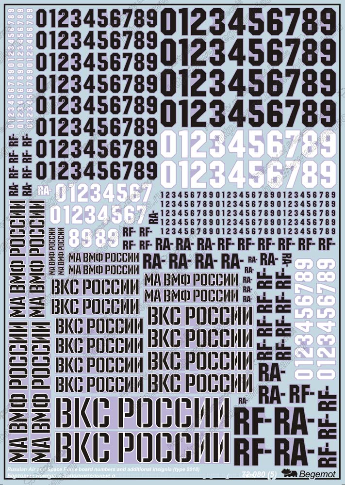 Begemot BT72080 1:72 Russian VKS board numbers and signs