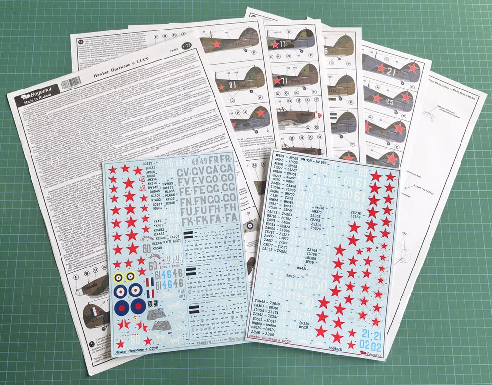 Begemot BT72082 1:72 Hawker Hurricane in the USSR Decal Set