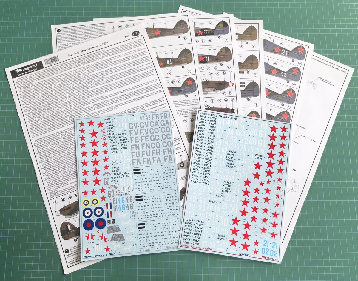 Begemot BT72082 1:72 Hawker Hurricane in the USSR Decal Set