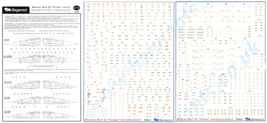 Begemot BT72016 1:72 Mikoyan MiG-25 stencil date x 2 sheets