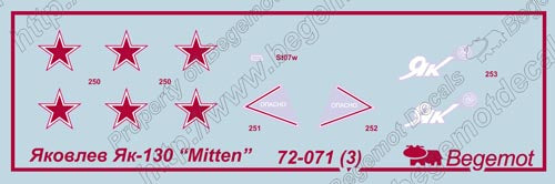 Begemot BT72071 1:72 Yakovlev Yak-130 Mitten Decal Set