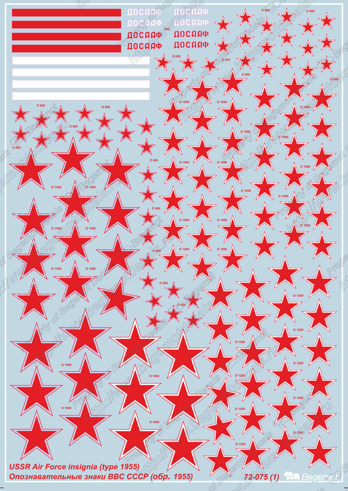 Begemot BT72075 1:72 USSR Air Force insignia, type 1955