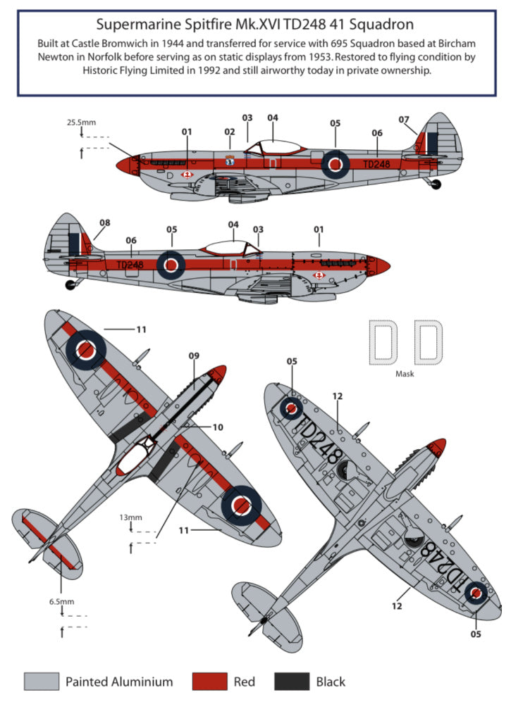Attittude Aviation BUC-24030 1:24 Supermarine Spitfire Mk.XVI decals