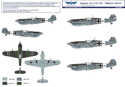 Attittude Aviation BUC-32008 1:32  HA-1112 Memphis Belle Movie decal sheet