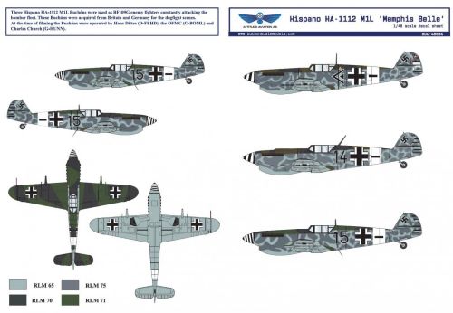 Attittude Aviation BUC-48004 1:48 Hispano HA-1112 M1L Memphis Belle decal sheet