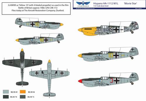 Attitude BUC-32003 1:32 HA-1112M1L Buchon Movie Star Decals