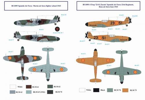 Attitude Aviation BUC-32007 1:32 Messerschmitt Bf-109F Spanish Air Force decals