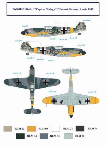 Attitude Aviation BUC-32007 1:32 Messerschmitt Bf-109F Spanish Air Force decals