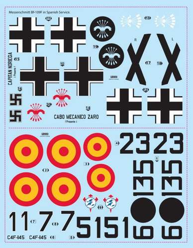Attitude Aviation BUC-32007 1:32 Messerschmitt Bf-109F Spanish Air Force decals