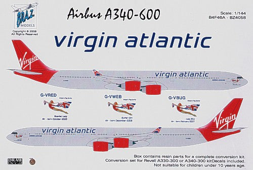 Bra.Z Models BZ4058 1:144 Airbus A340-600 Virgin Atlantic