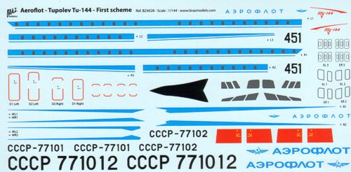 Bra.Z Models BZD410 1:144 Tupolev Tu-144 Aeroflot CCCP-77101/77102 First Scheme