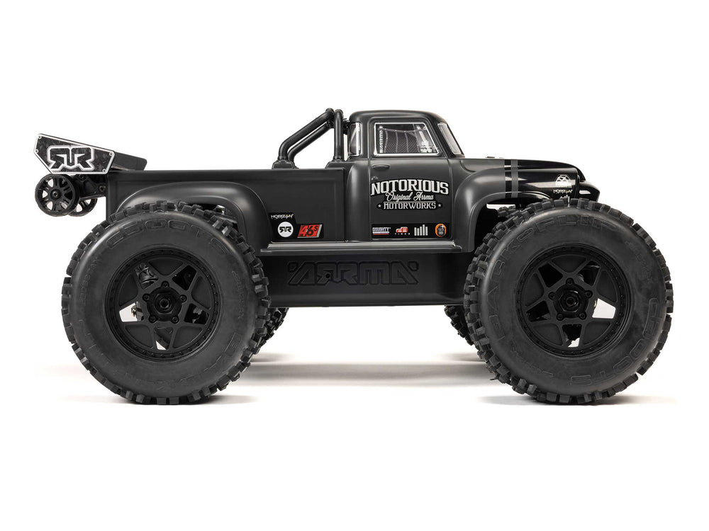 Arrma NOTORIOUS 6S V6 4X4 BLX RC Stunt Truck RTR - Black 1:8 ARA8611V6T1