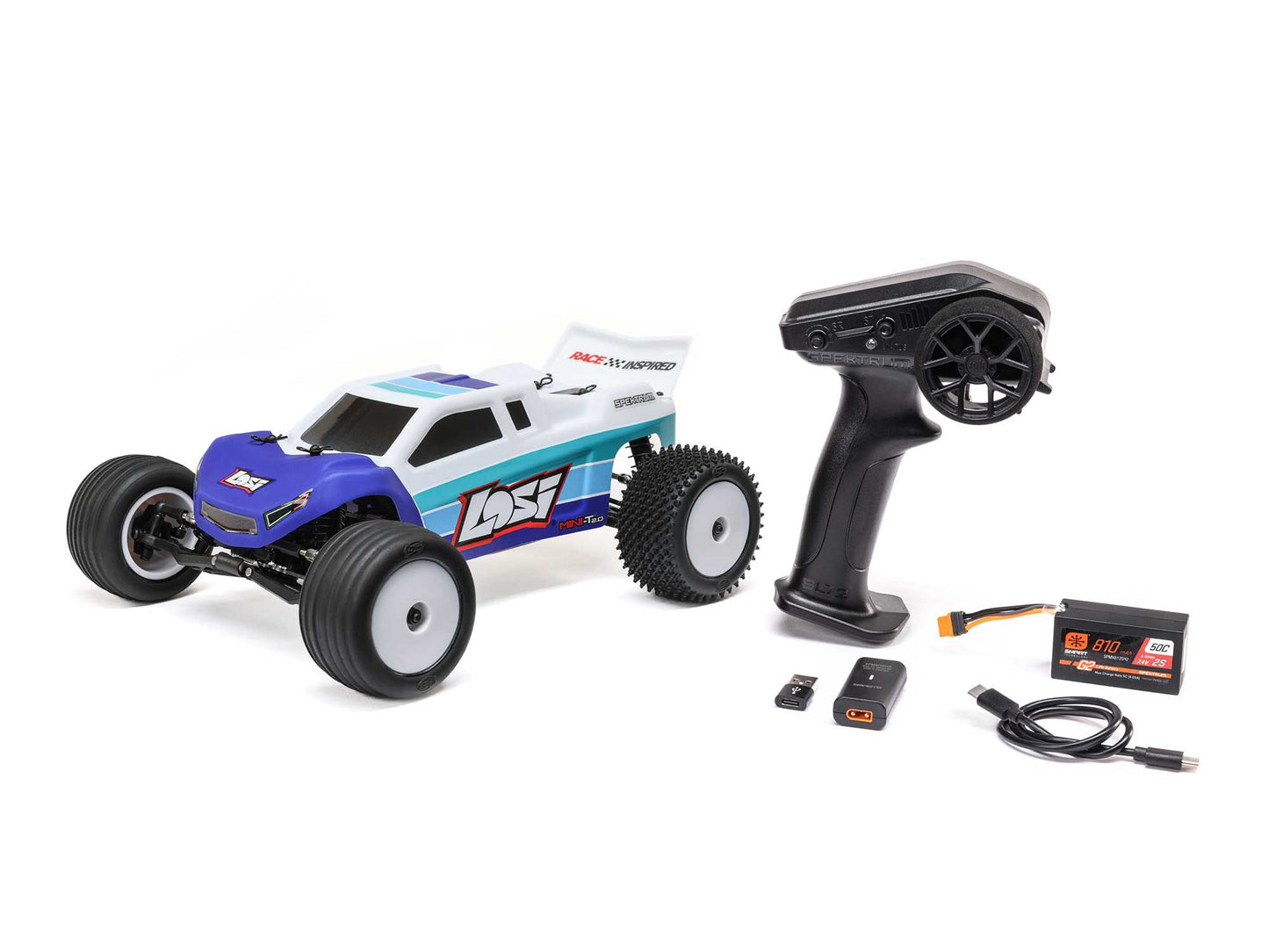 Losi Mini-T 2.0 V2 2WD RC Stadium Truck Brushless RTR - Blue 1:18 LOS-1056T2