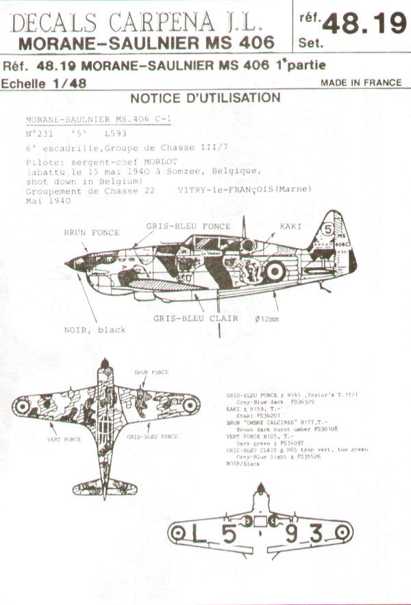 Colorado CA48019 1:48 Morane-Saulnier MS.406C1 Part 1.