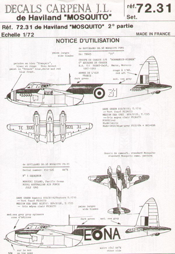 Colorado CA72031 1:72 de Havilland Mosquito Mk.VI
