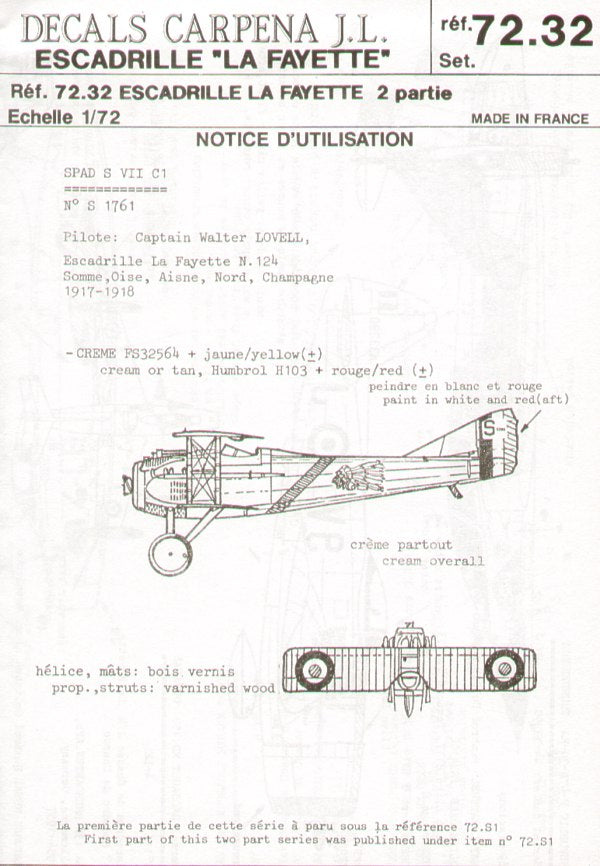 Colorado CA72032 1:72 Escadrille 'La Fayette'