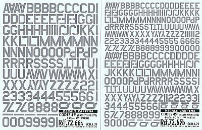 Colorado CA72066 1:72 Grey Code Letters and Numbers 45 degree corners 2 sizes