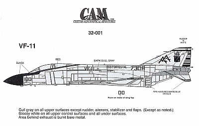 CAM CAM32001 1:32 McDonnell F-4J Phantom VF-11 Red Rippers Decals