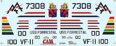 CAM CAM32001 1:32 McDonnell F-4J Phantom VF-11 Red Rippers Decals