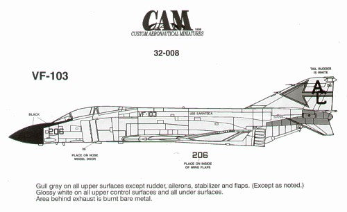 CAM CAM32008 1:32 F-4J Phantom 157299 VF-103 Sluggers AC/206 USS Saratoga