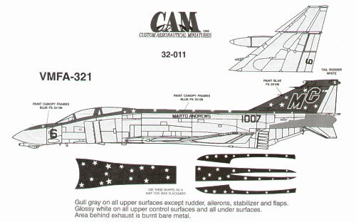 CAM CAM32011 1:32 McDonnell F-4B Phantom 151007 MG/6 VMFA-321 Hell's Angels