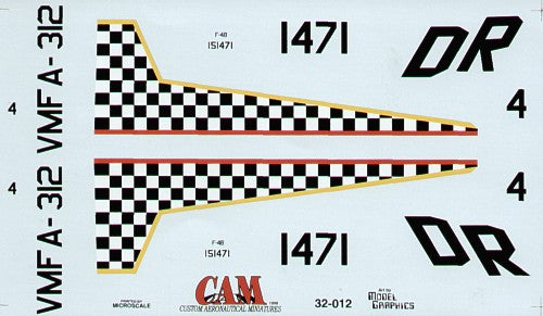Cam Decals CAM32012 1:32 McDonnell F-4B Phantom 151471 VMFA-312 Checkerboards