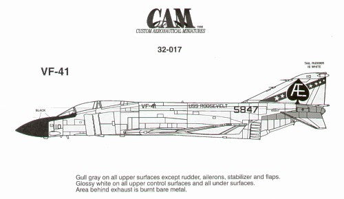 CAM CAM32017 1:32 F-4J Phantom 155847 AE/110 VF-41 Black Aces USS Roosevelt