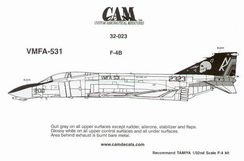 CAM CAM32023 1:32 McDonnell F-4N Phantom VMFA-531 Grey Ghosts Decals