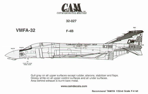 Cam Decals CAM32027 1:32 McDonnell F-4B Phantom VMFA-321 Decals