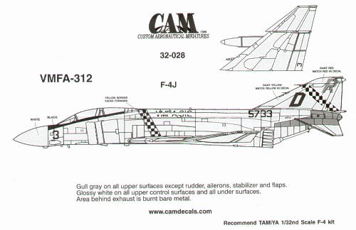 CAM CAM32028 1:32 McDonnell F-4J Phantom 155733 DR/3 VMFA-312 Checkerboards