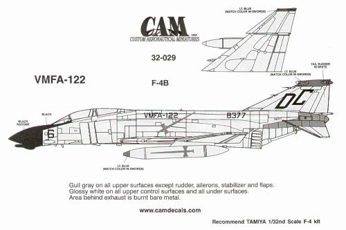 CAM CAM32029 1:32 McDonnell F-4B Phantom 158377 DC/6 VMFA-122 Crusaders