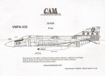 CAM CAM32033 1:32 F-4J Phantom 153911 AJ/201 VMFA-333 Shamrocks USS America
