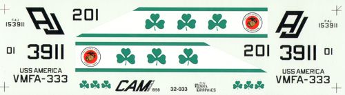 CAM CAM32033 1:32 F-4J Phantom 153911 AJ/201 VMFA-333 Shamrocks USS America