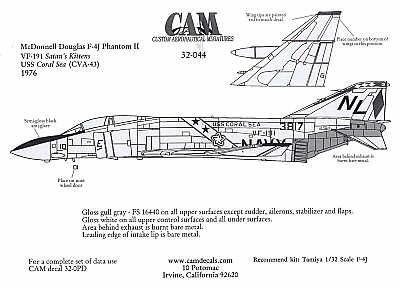 CAM CAM32044 1:32 McDonnell F-4J Phantom VF-191 Satan's Kittens