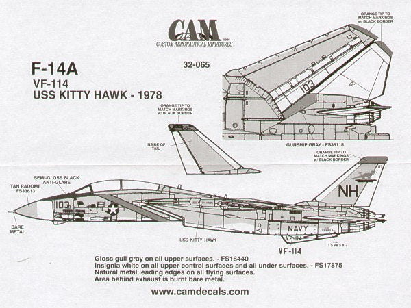 CAM CAM32065 1:32 F-14A Tomcat VF-114 USS Kitty Hawk