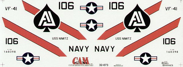 CAM CAM32073 1:32 Grumman F-14A Tomcat 160398 VF-41 Black Aces USS NImitz