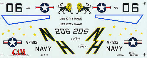 CAM CAM32074 1:32 Grumman F-14A Tomcat VF-213 Black Lions Decals