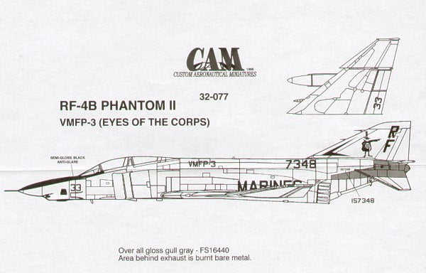 CAM CAM32077 1:32 McDonnell RF-4C Phantom 157348 VMFP-3 Eyes of the Corps RF/33