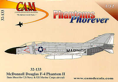 CAM CAM32133 1:32 McDonnell F-4 USN/USMC Data Sheet Decals