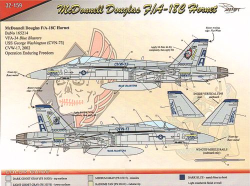 CAM CAM32159 1:32 F/A-18C Hornet VFA-34 Blue Blasters Decals